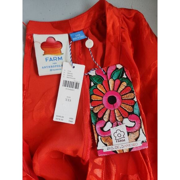 NWD Farm Rio Long-Sleeve V-Neck Jacquard Maxi Dress Size XXS Red #8A405 - Picture 7 of 12